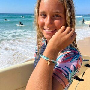 Designs by Forte Handcrafted Shell Stretch Bracelet | Surfer Style Star Charm